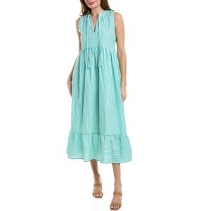 DUFFIELD Lane Teal Striped Midi Dress
